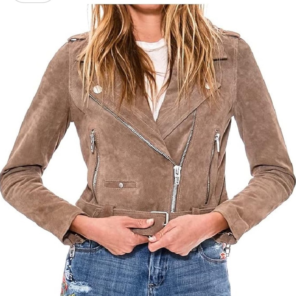 Blank NYC-Tan Suede Jacket with Silver Zippers